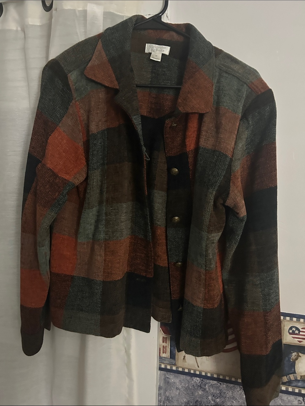 Christopher & Banks Multicolor Plaid Blazer in Rust, Olive & Black
